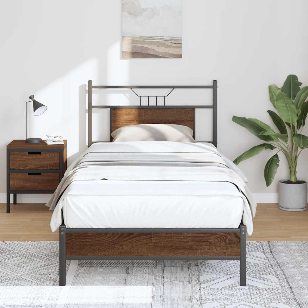 Cadre de lit sans matelas chêne marron 80x200cm bois ingénierie - XIOS