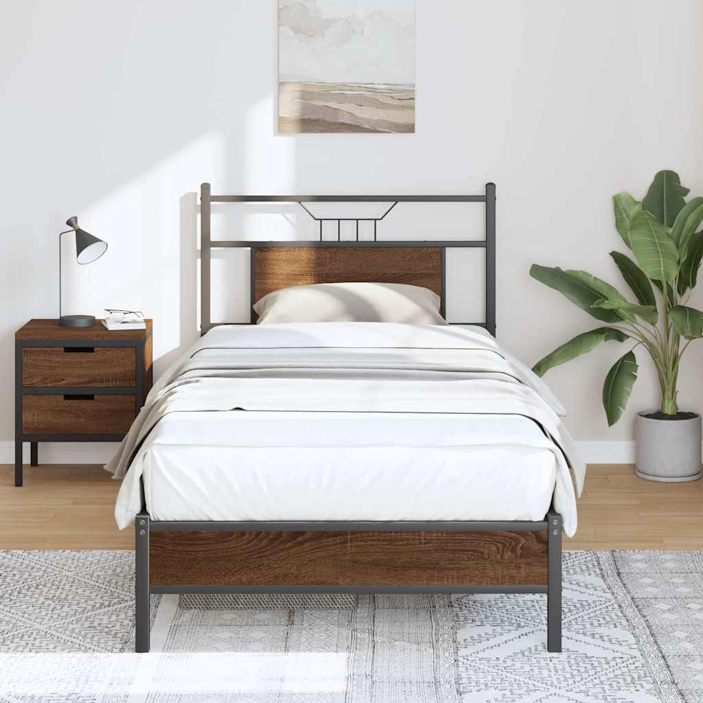 Cadre de lit sans matelas chêne marron 90x190cm bois ingénierie - XIOS