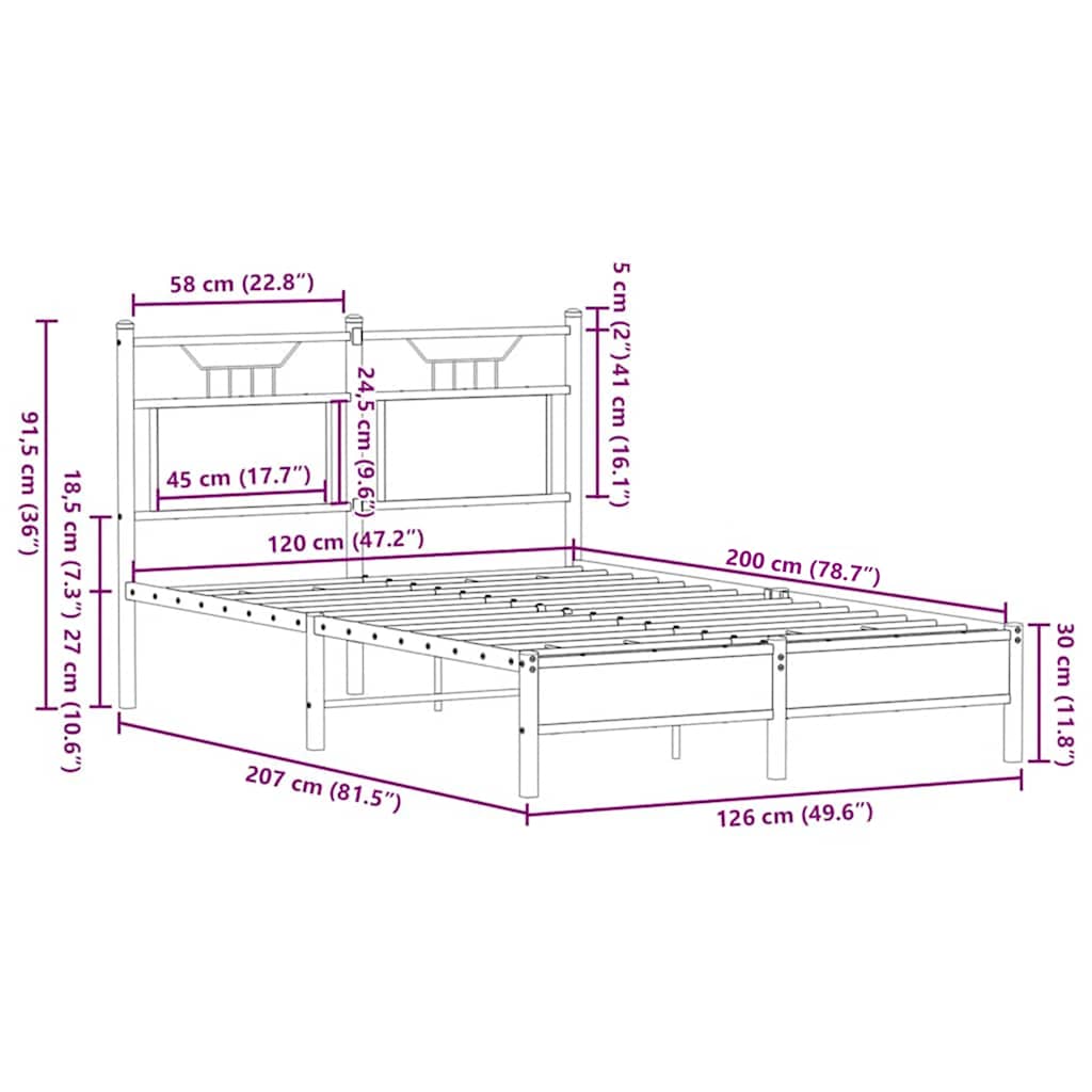 Cadre de lit sans matelas chêne marron 120x200 cm - XIOS