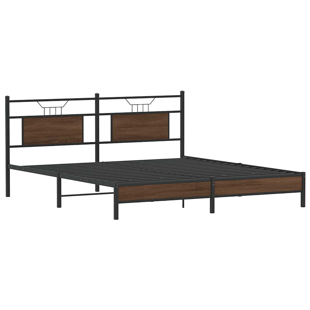 Cadre de lit sans matelas chêne marron 183x203 cm - XIOS