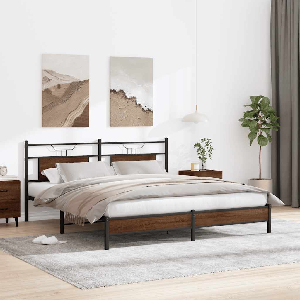 Cadre de lit sans matelas chêne marron 183x203 cm - XIOS