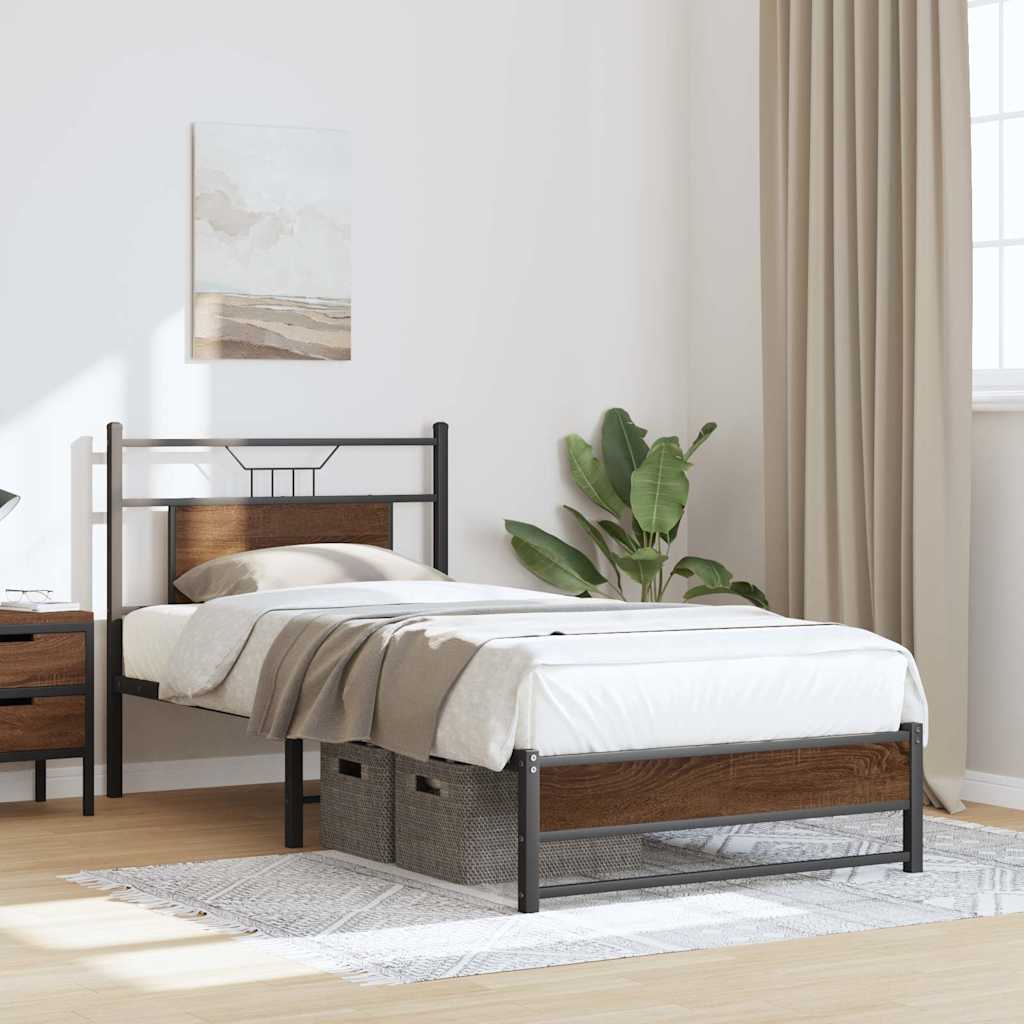 Cadre de lit sans matelas chêne marron 75x190cm bois ingénierie - XIOS