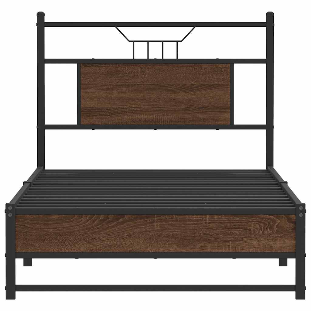 Cadre de lit sans matelas chêne marron 75x190cm bois ingénierie - XIOS