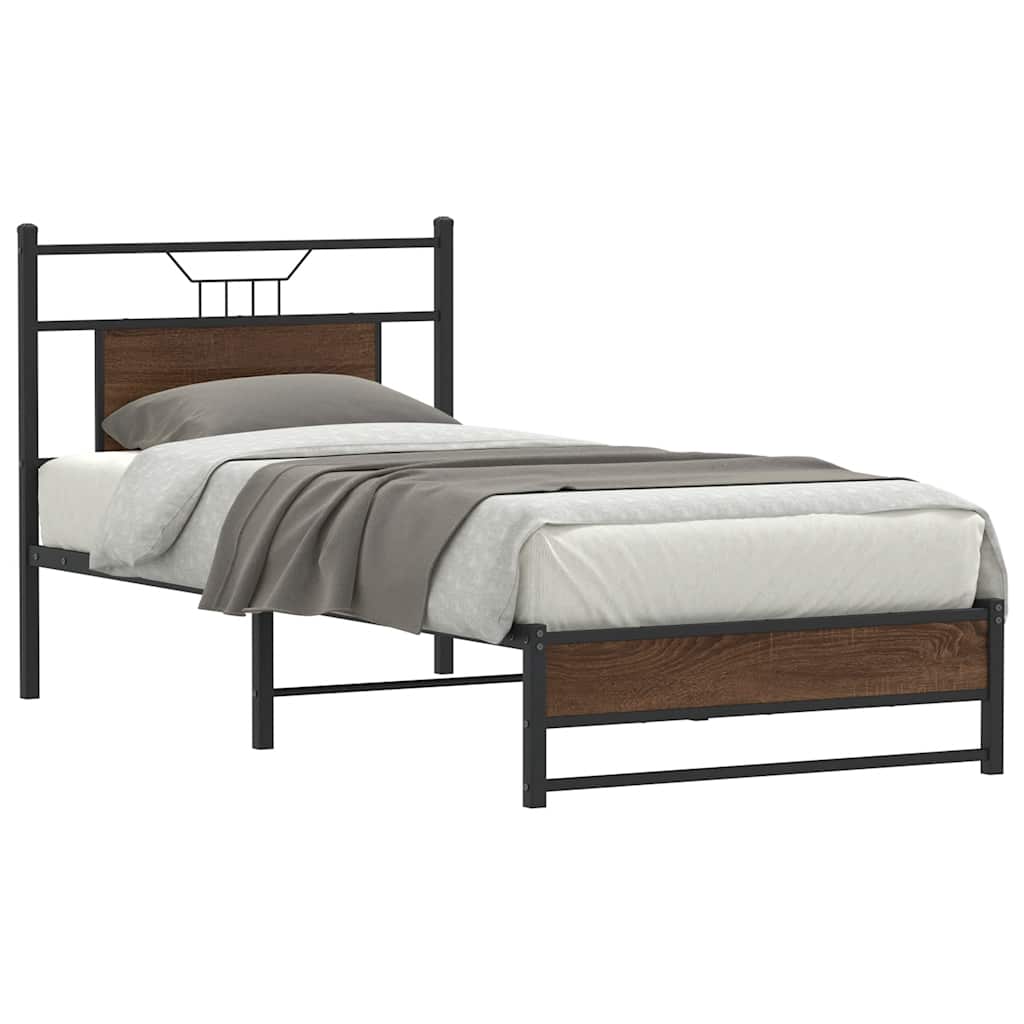 Cadre de lit sans matelas chêne marron 80x200cm bois ingénierie - XIOS
