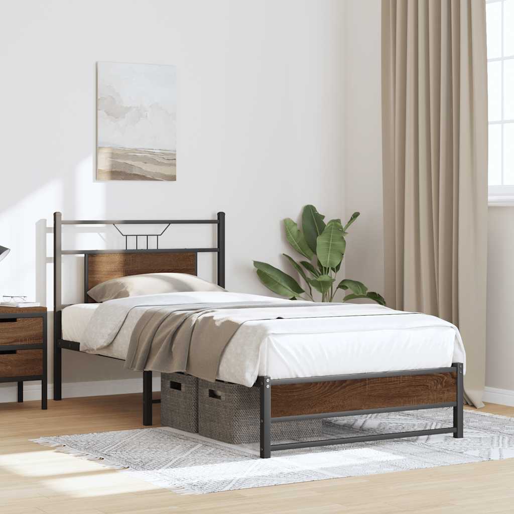 Cadre de lit sans matelas chêne marron 90x200cm bois ingénierie - XIOS