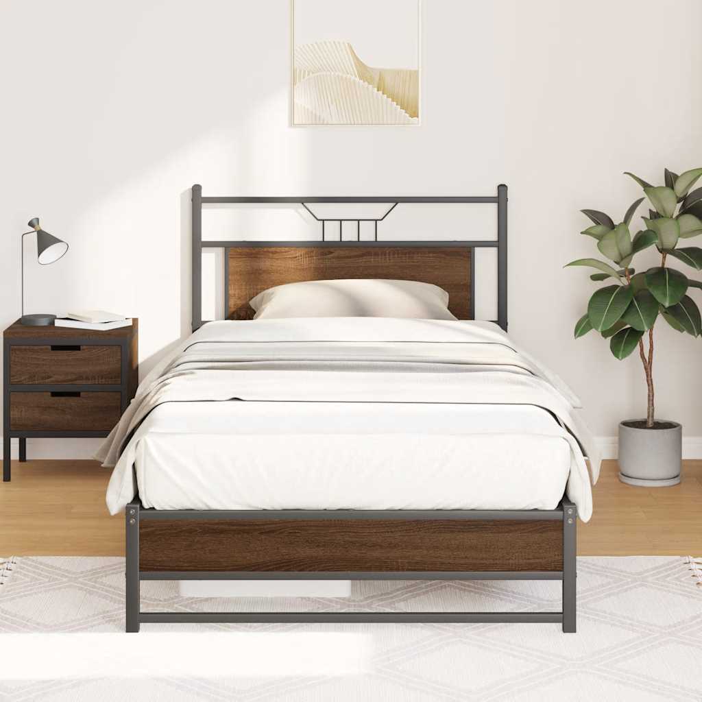 Cadre de lit sans matelas chêne marron 100x190 cm - XIOS
