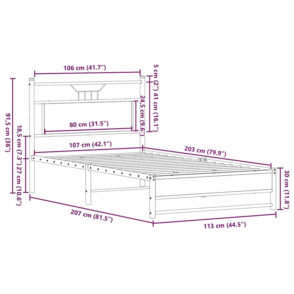 Cadre de lit sans matelas chêne marron 107x203 cm - XIOS