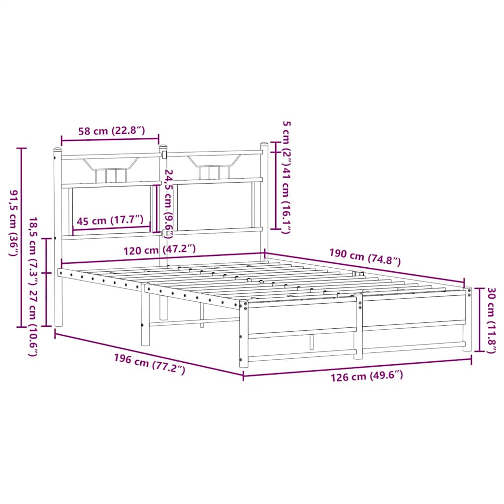 Cadre de lit sans matelas chêne marron 120x190 cm - XIOS