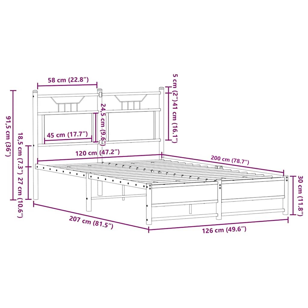Cadre de lit sans matelas chêne marron 120x200 cm - XIOS