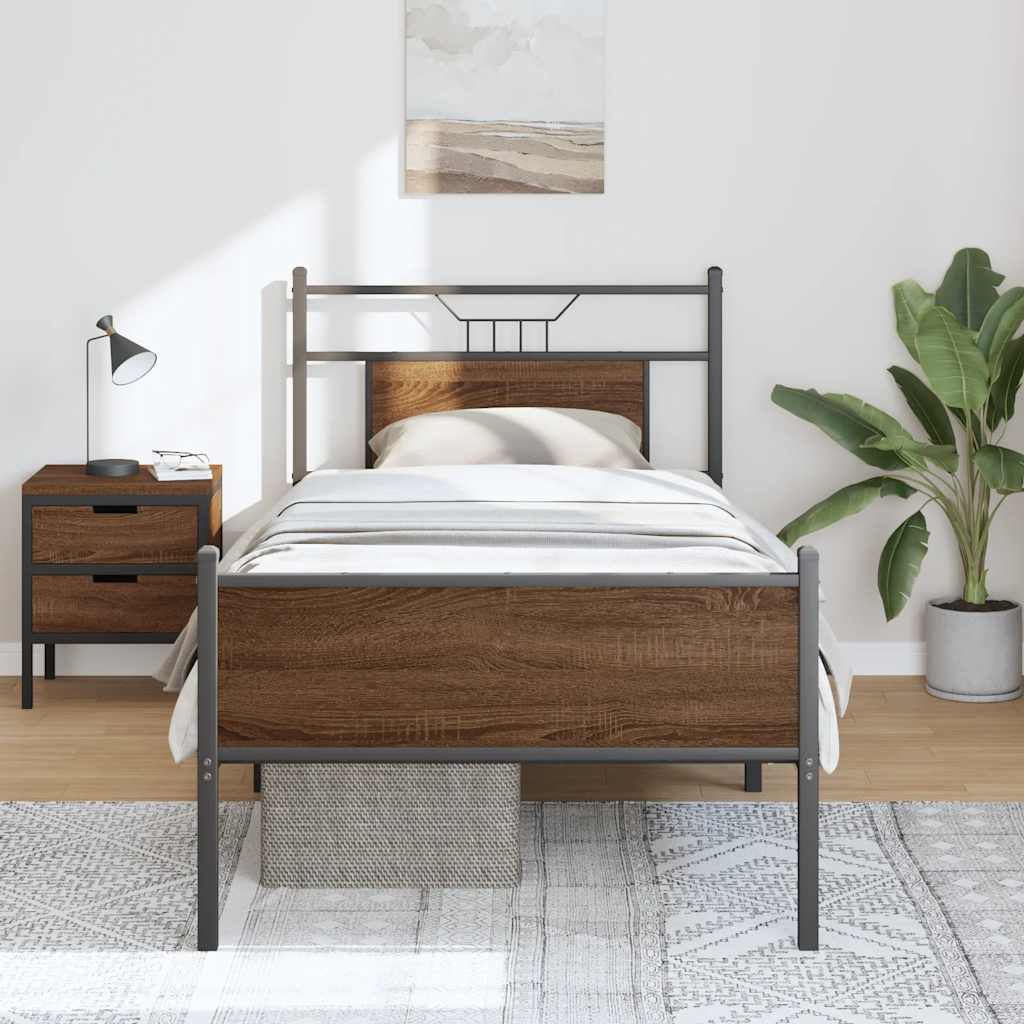 Cadre de lit sans matelas chêne marron 80x200cm bois ingénierie - XIOS
