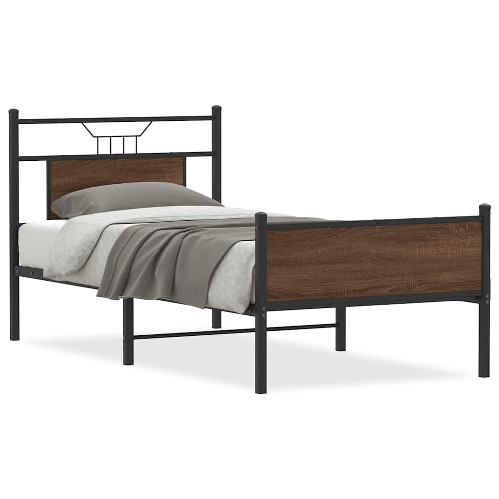 Cadre de lit sans matelas chêne marron 90x200cm bois ingénierie - XIOS