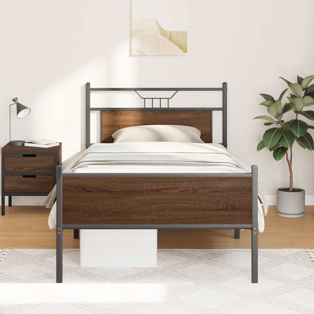 Cadre de lit sans matelas chêne marron 100x190 cm - XIOS