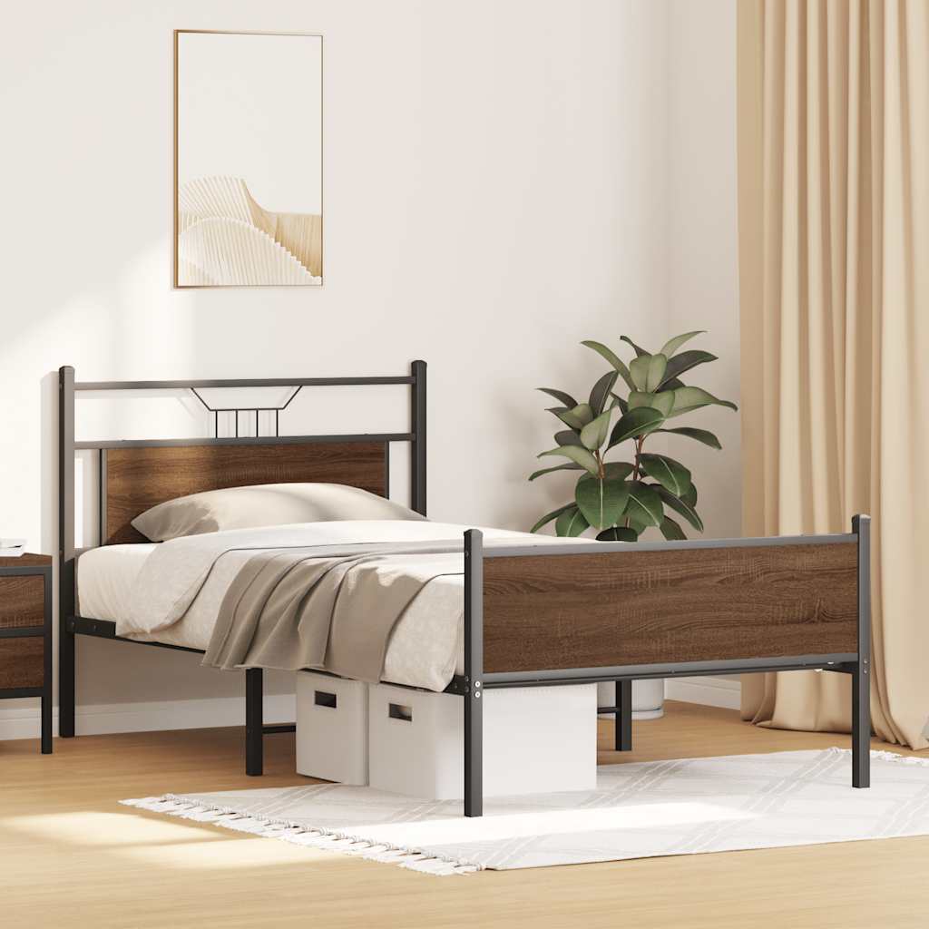 Cadre de lit sans matelas chêne marron 100x190 cm - XIOS