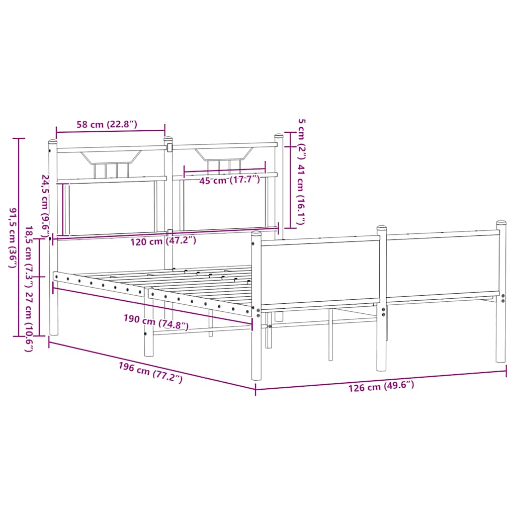 Cadre de lit sans matelas chêne marron 120x190 cm - XIOS
