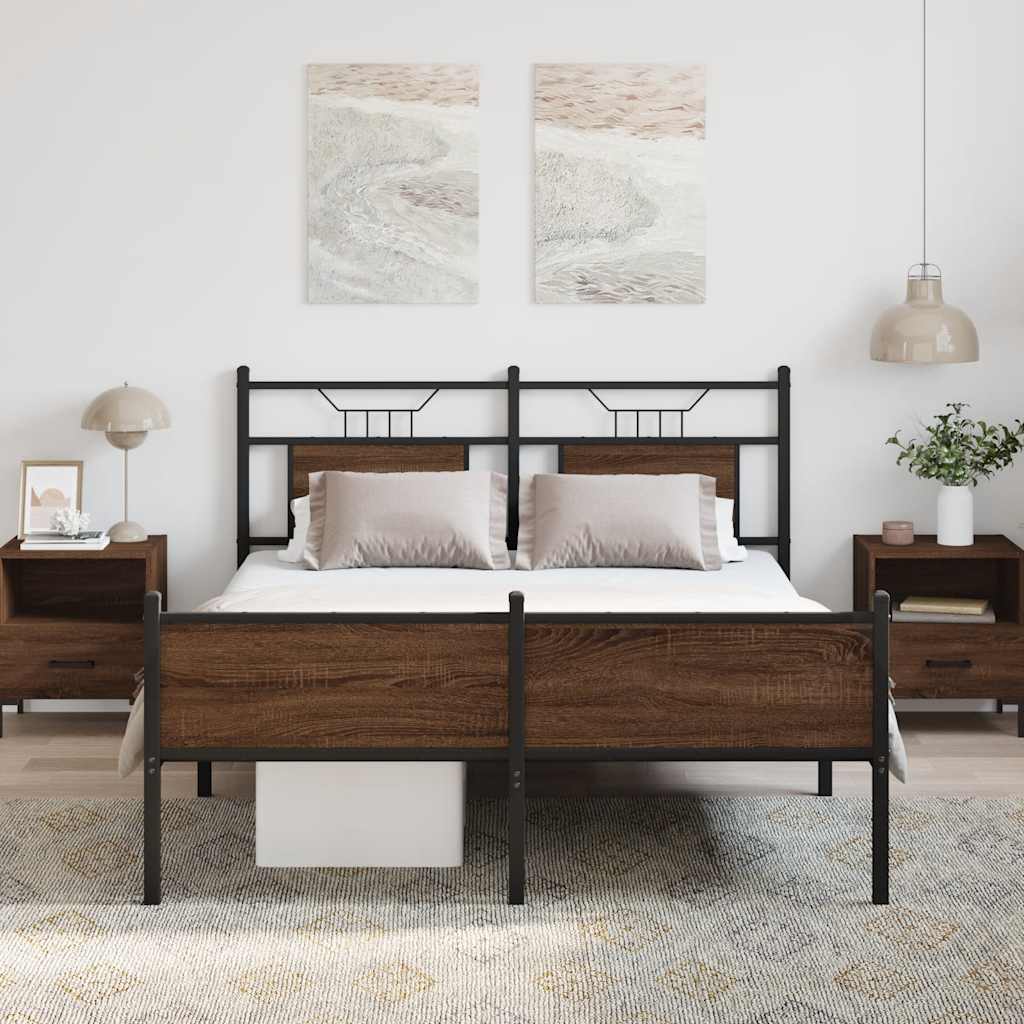 Cadre de lit sans matelas chêne marron 137x190 cm - XIOS