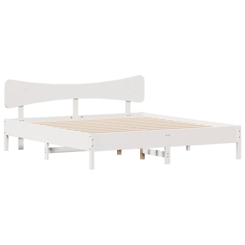 Cadre de lit sans matelas blanc 200x200 cm bois massif de pin - XIOS