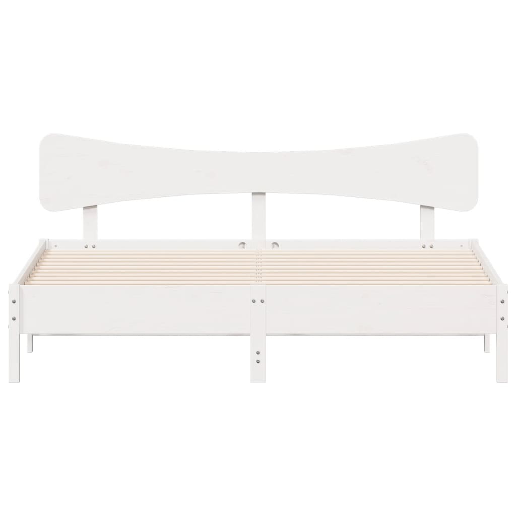 Cadre de lit sans matelas blanc 200x200 cm bois massif de pin - XIOS