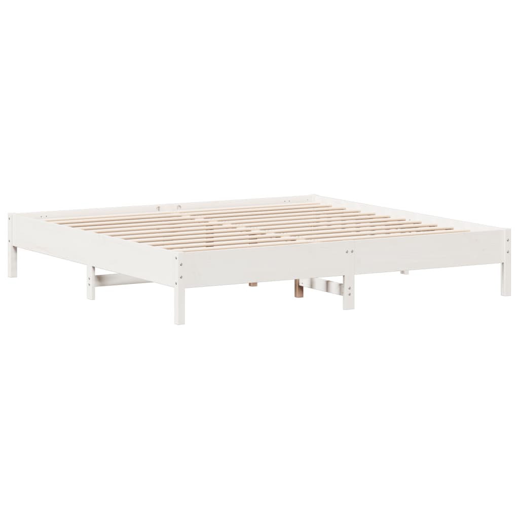 Cadre de lit sans matelas blanc 200x200 cm bois massif de pin - XIOS