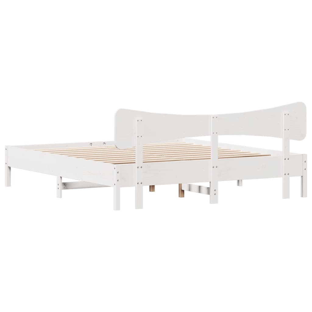 Cadre de lit sans matelas blanc 200x200 cm bois massif de pin - XIOS