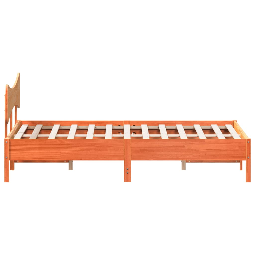 Cadre de lit sans matelas cire marron 200x200cm bois pin massif - XIOS