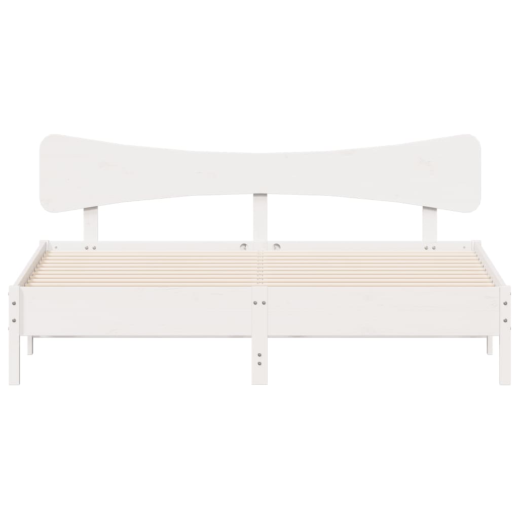 Cadre de lit sans matelas blanc 180x200 cm bois massif de pin - XIOS