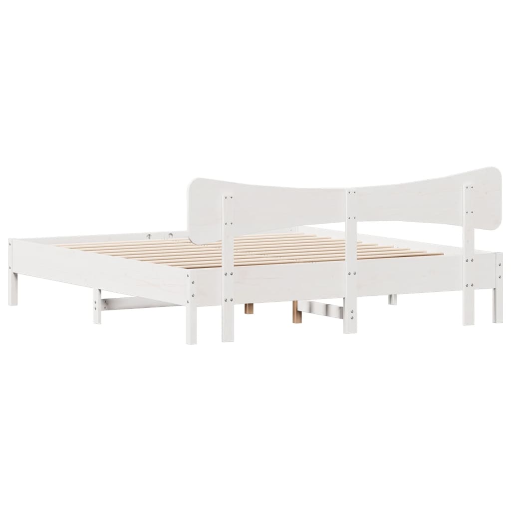 Cadre de lit sans matelas blanc 180x200 cm bois massif de pin - XIOS