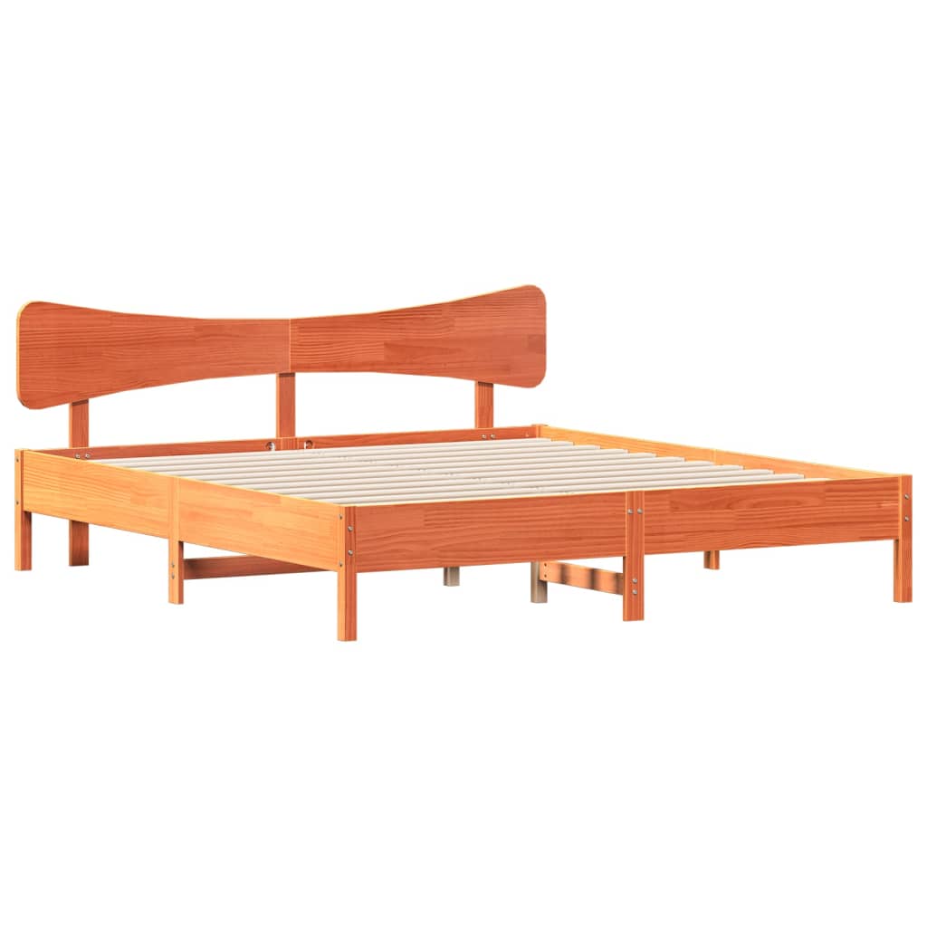 Cadre de lit sans matelas cire marron 180x200cm bois pin massif - XIOS