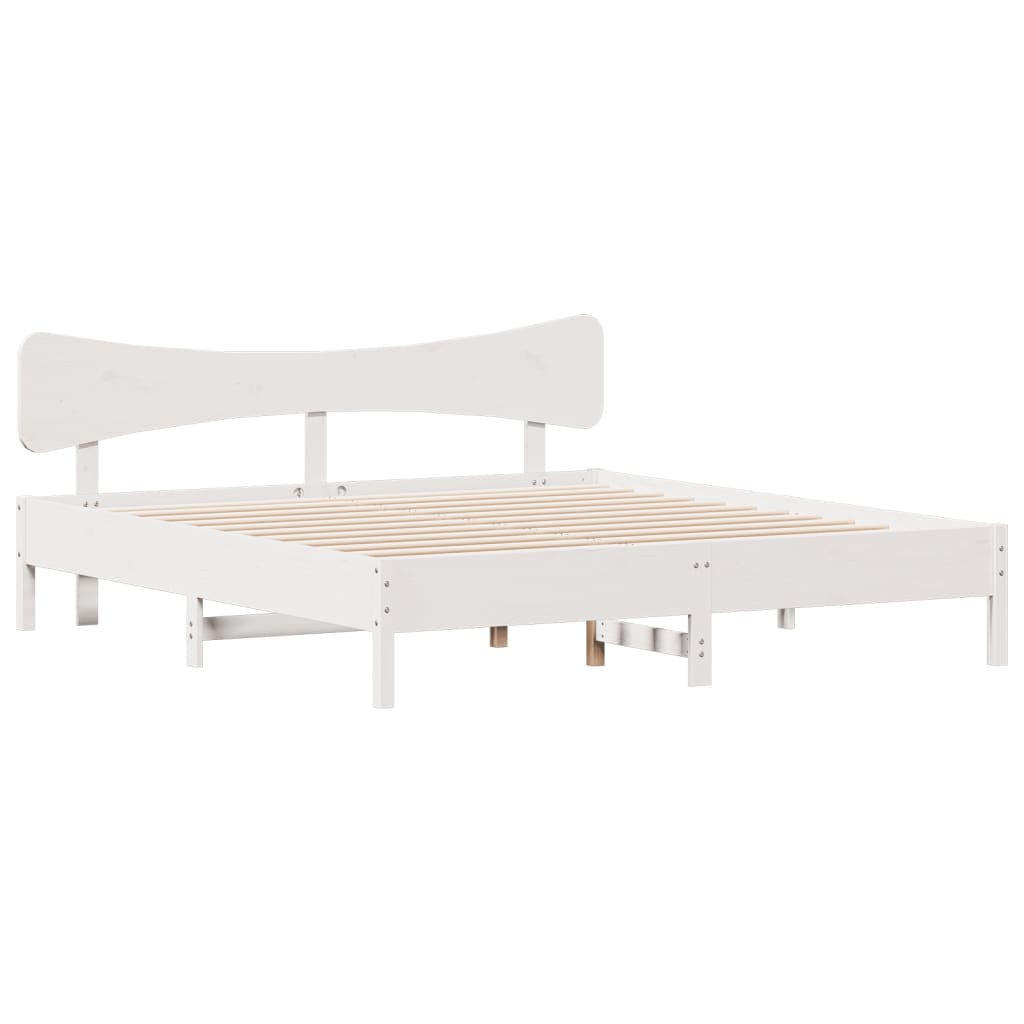 Cadre de lit sans matelas blanc 160x200 cm bois de pin massif - XIOS