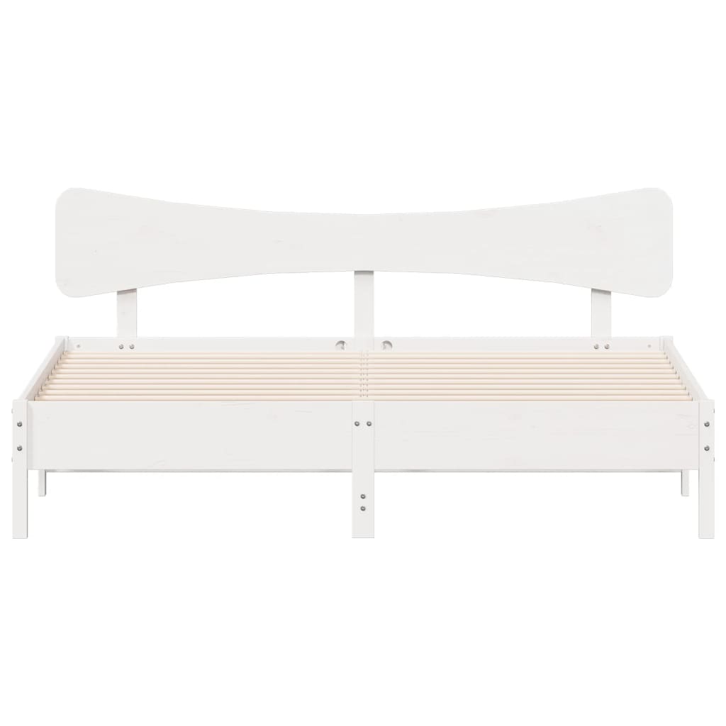 Cadre de lit sans matelas blanc 160x200 cm bois de pin massif - XIOS