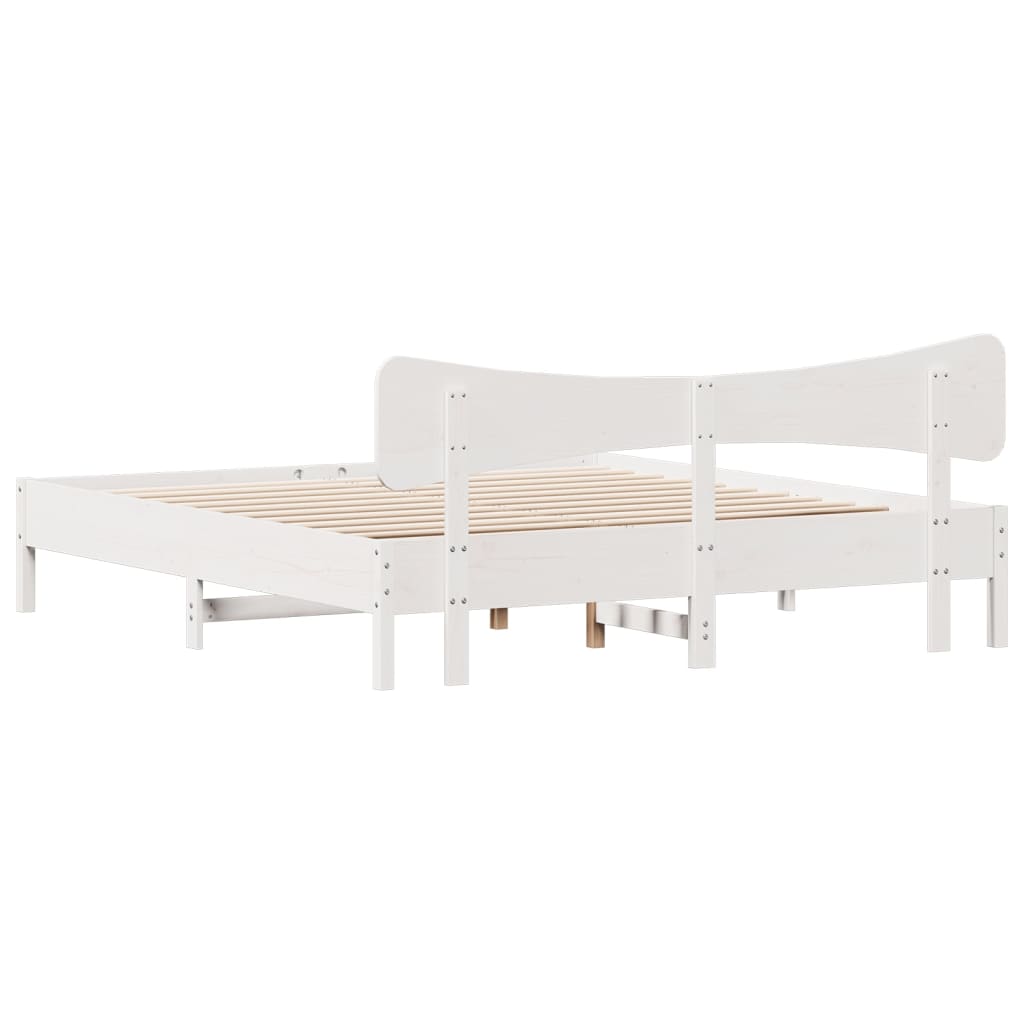 Cadre de lit sans matelas blanc 160x200 cm bois de pin massif - XIOS