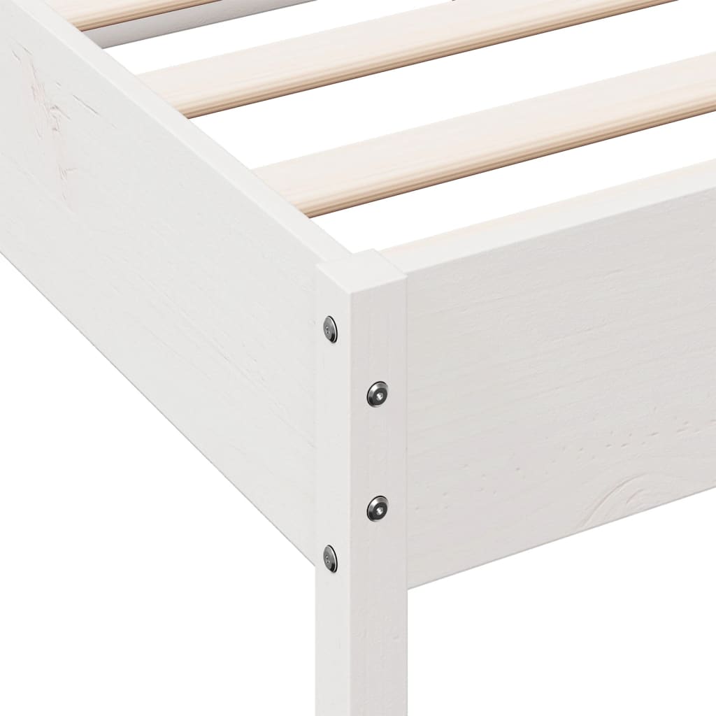 Cadre de lit sans matelas blanc 160x200 cm bois de pin massif - XIOS