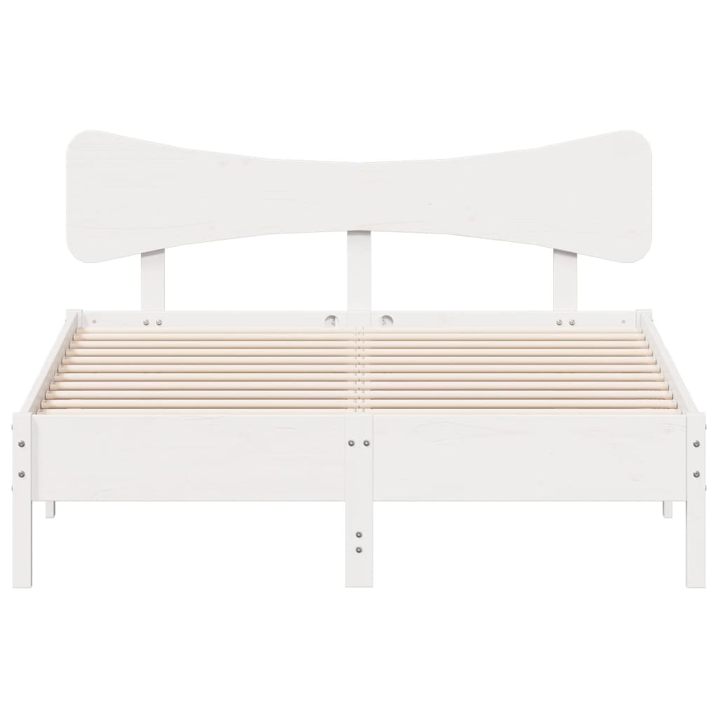 Cadre de lit sans matelas blanc 150x200 cm bois de pin massif - XIOS