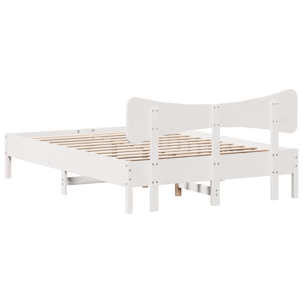 Cadre de lit sans matelas blanc 150x200 cm bois de pin massif - XIOS