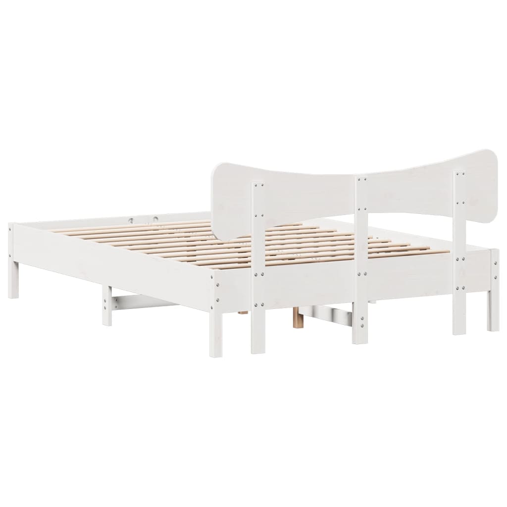 Cadre de lit sans matelas blanc 120x200 cm bois de pin massif - XIOS