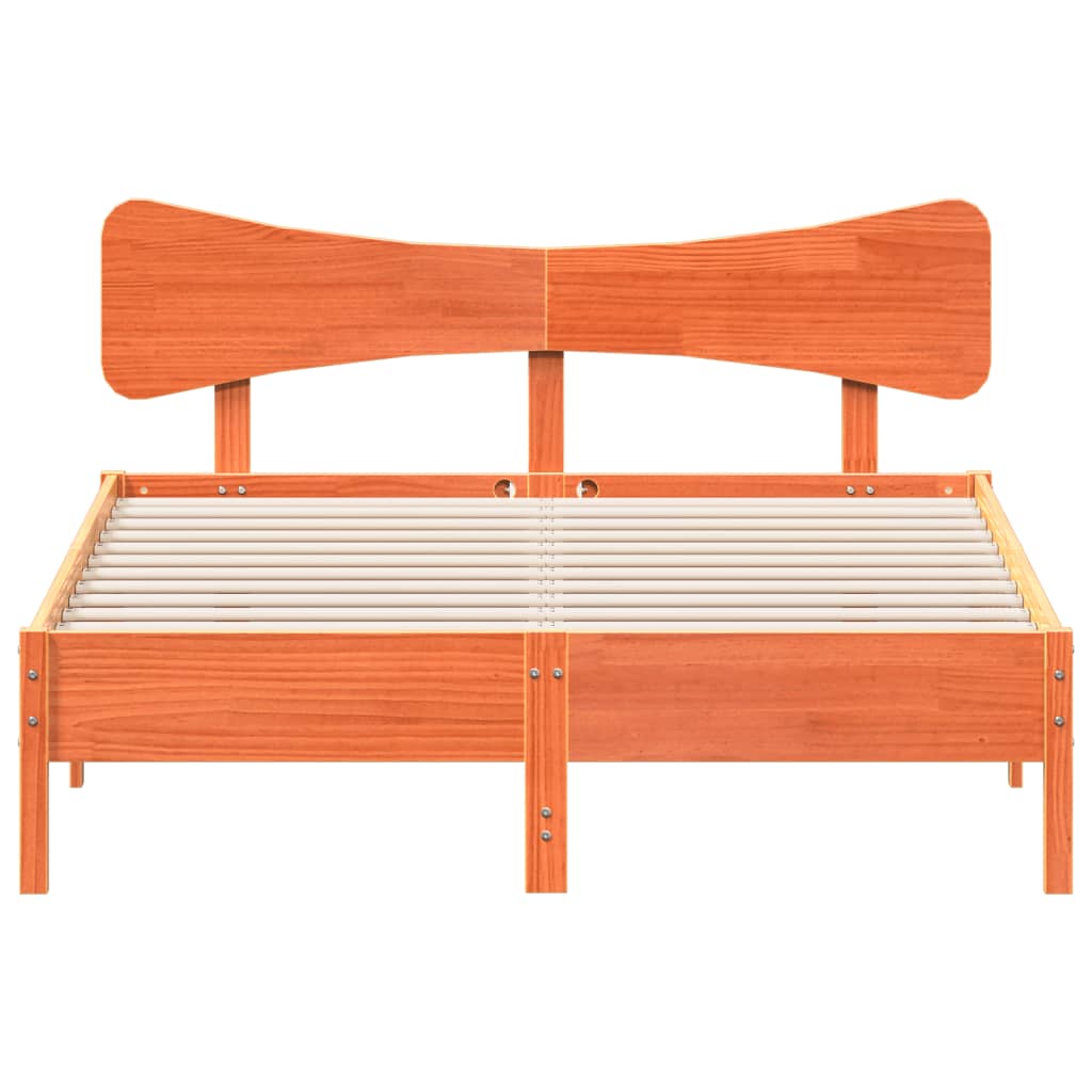 Cadre de lit sans matelas cire marron 120x200cm bois pin massif - XIOS