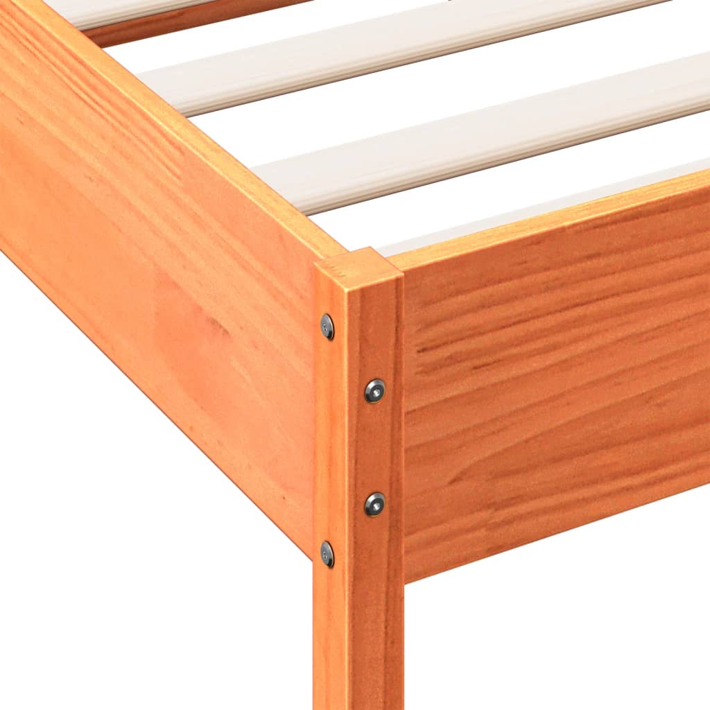 Cadre de lit sans matelas cire marron 120x200cm bois pin massif - XIOS