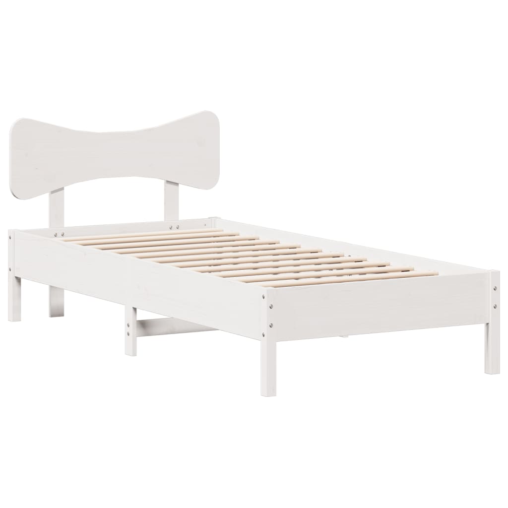 Cadre de lit sans matelas blanc 100x200 cm bois de pin massif - XIOS