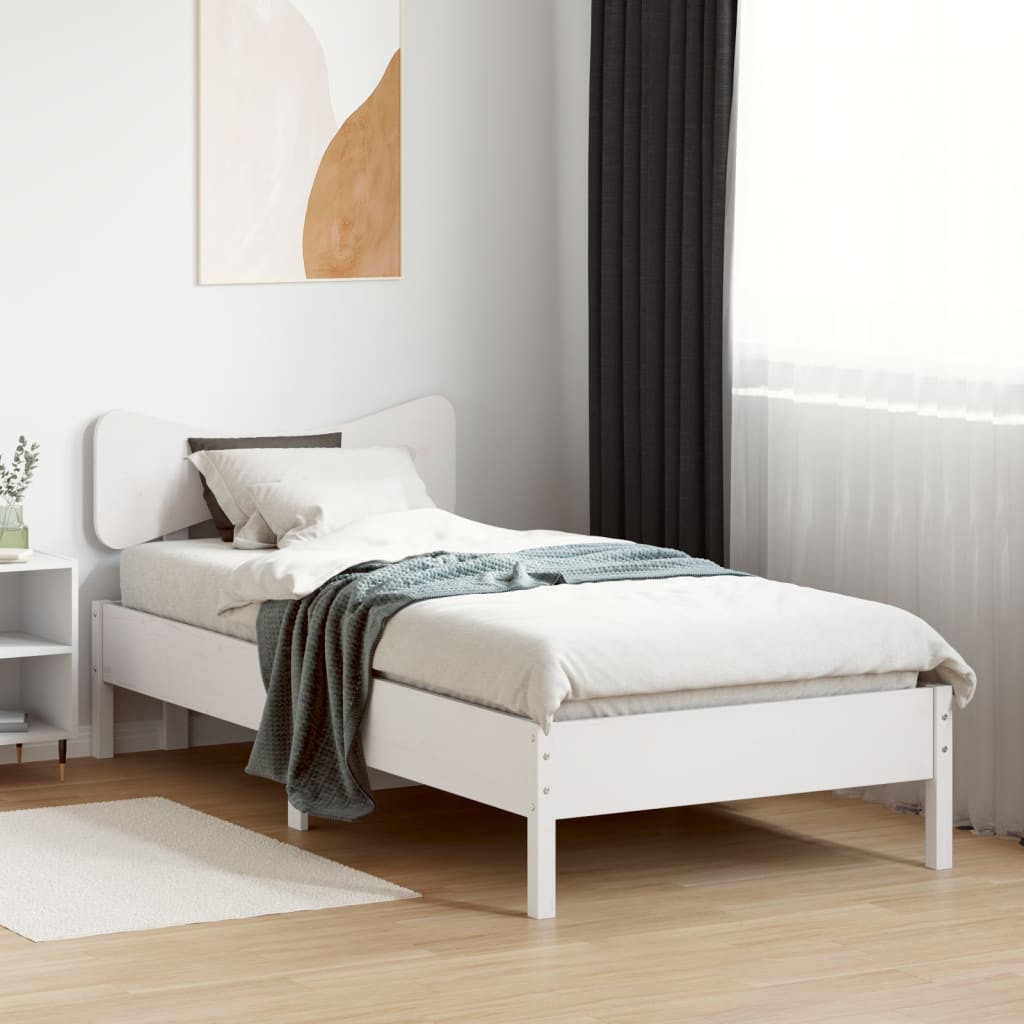 Cadre de lit sans matelas blanc 100x200 cm bois de pin massif - XIOS