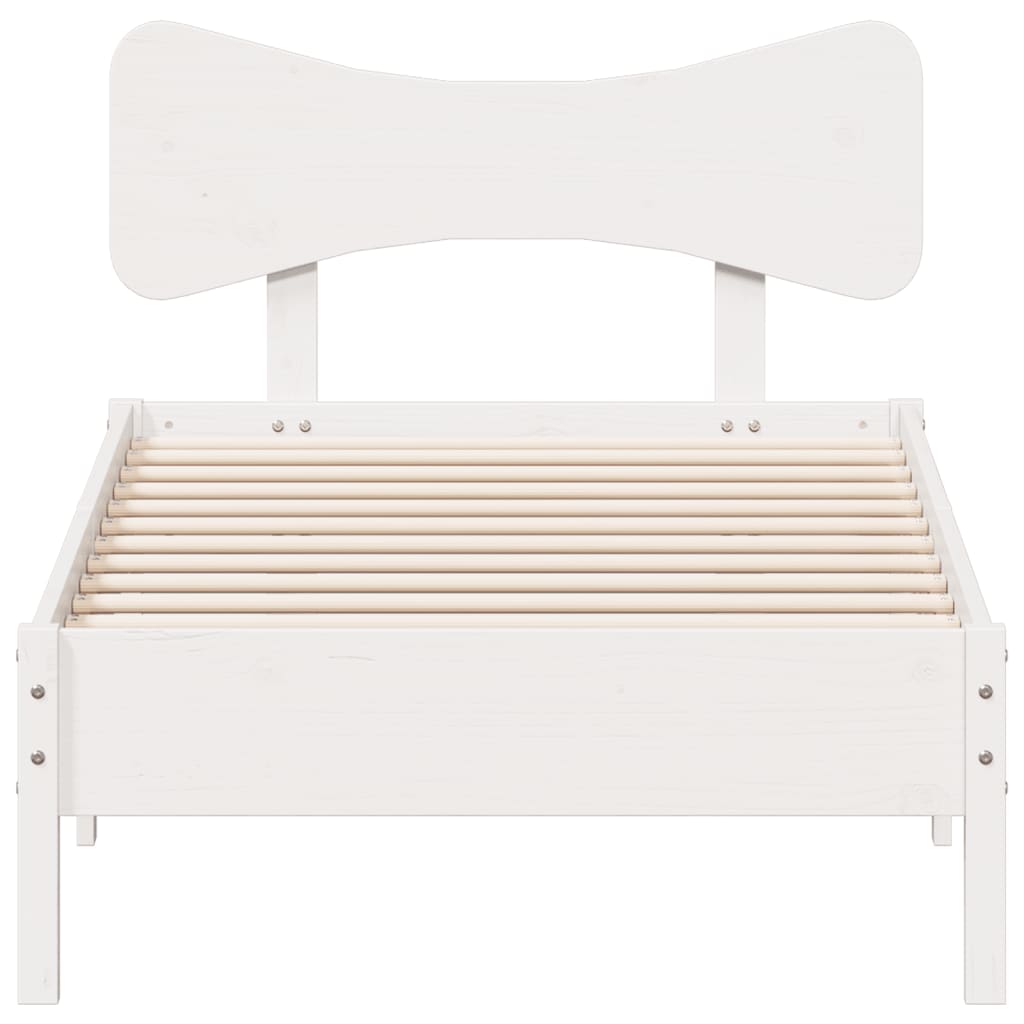Cadre de lit sans matelas blanc 100x200 cm bois de pin massif - XIOS