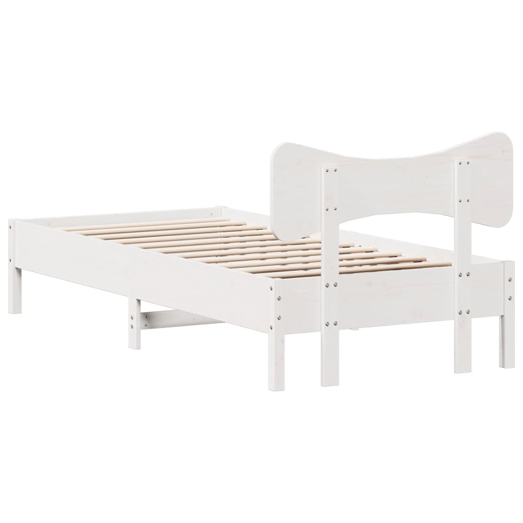 Cadre de lit sans matelas blanc 100x200 cm bois de pin massif - XIOS