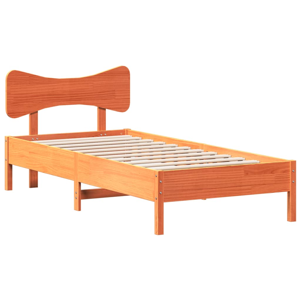 Cadre de lit sans matelas cire marron 90x200 cm bois pin massif - XIOS
