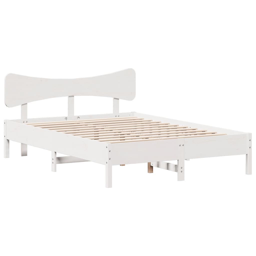 Cadre de lit sans matelas blanc 140x190 cm bois de pin massif - XIOS