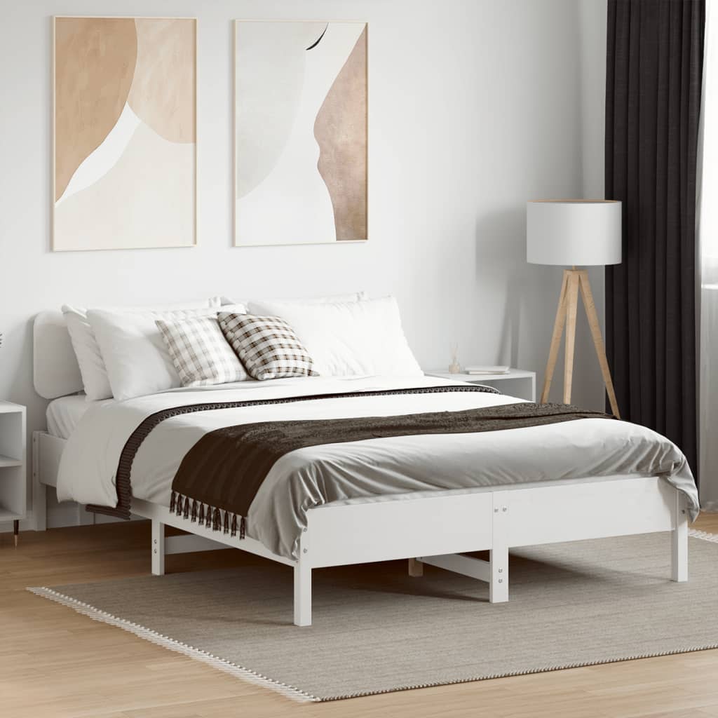 Cadre de lit sans matelas blanc 135x190 cm bois de pin massif - XIOS