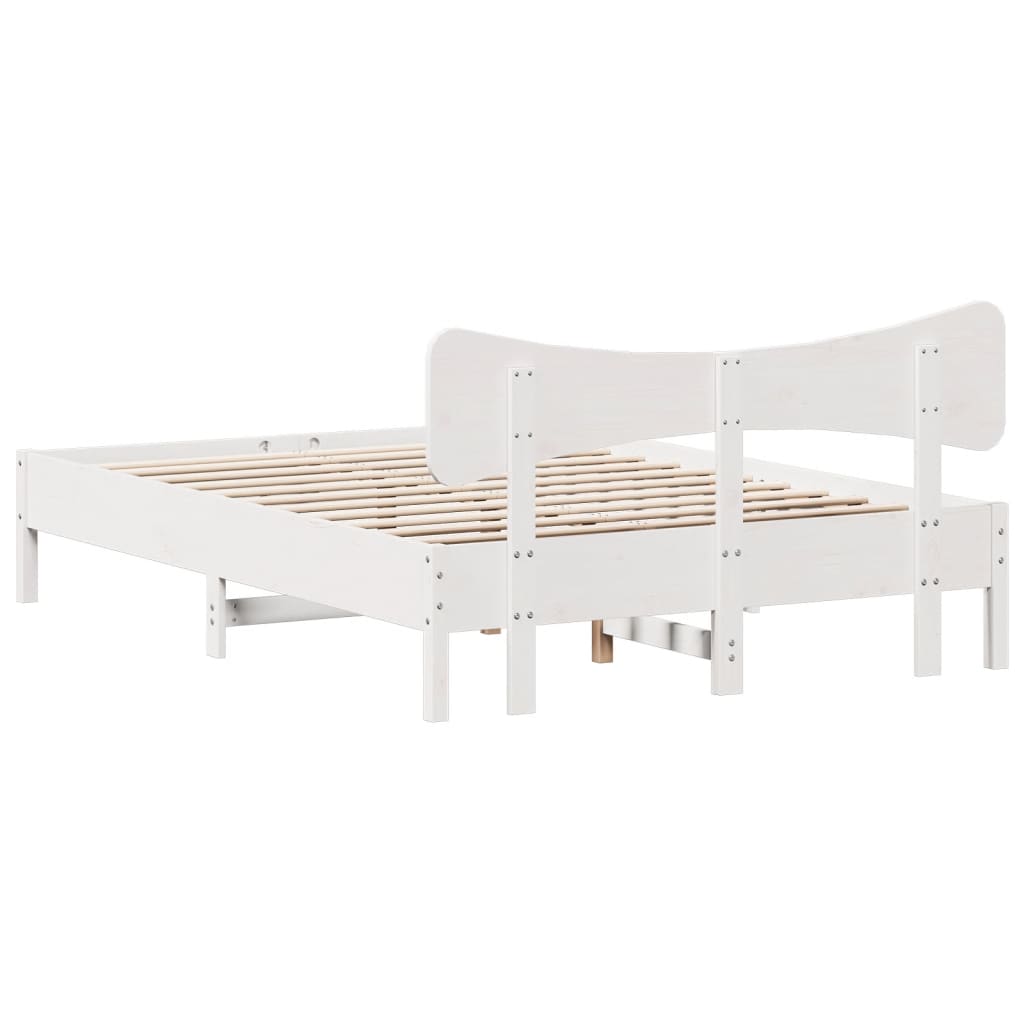 Cadre de lit sans matelas blanc 135x190 cm bois de pin massif - XIOS