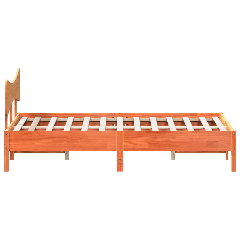 Cadre de lit sans matelas cire marron 135x190cm bois pin massif - XIOS
