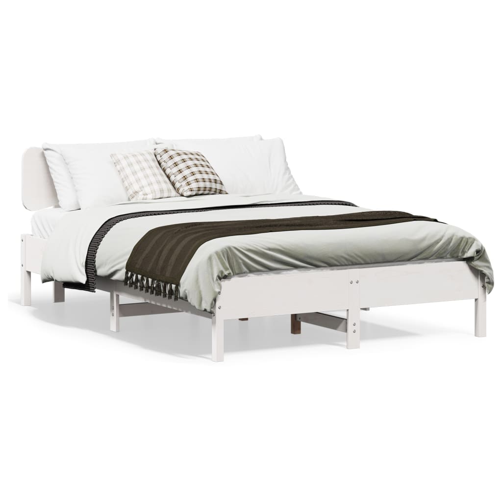Cadre de lit sans matelas blanc 120x190 cm bois de pin massif - XIOS
