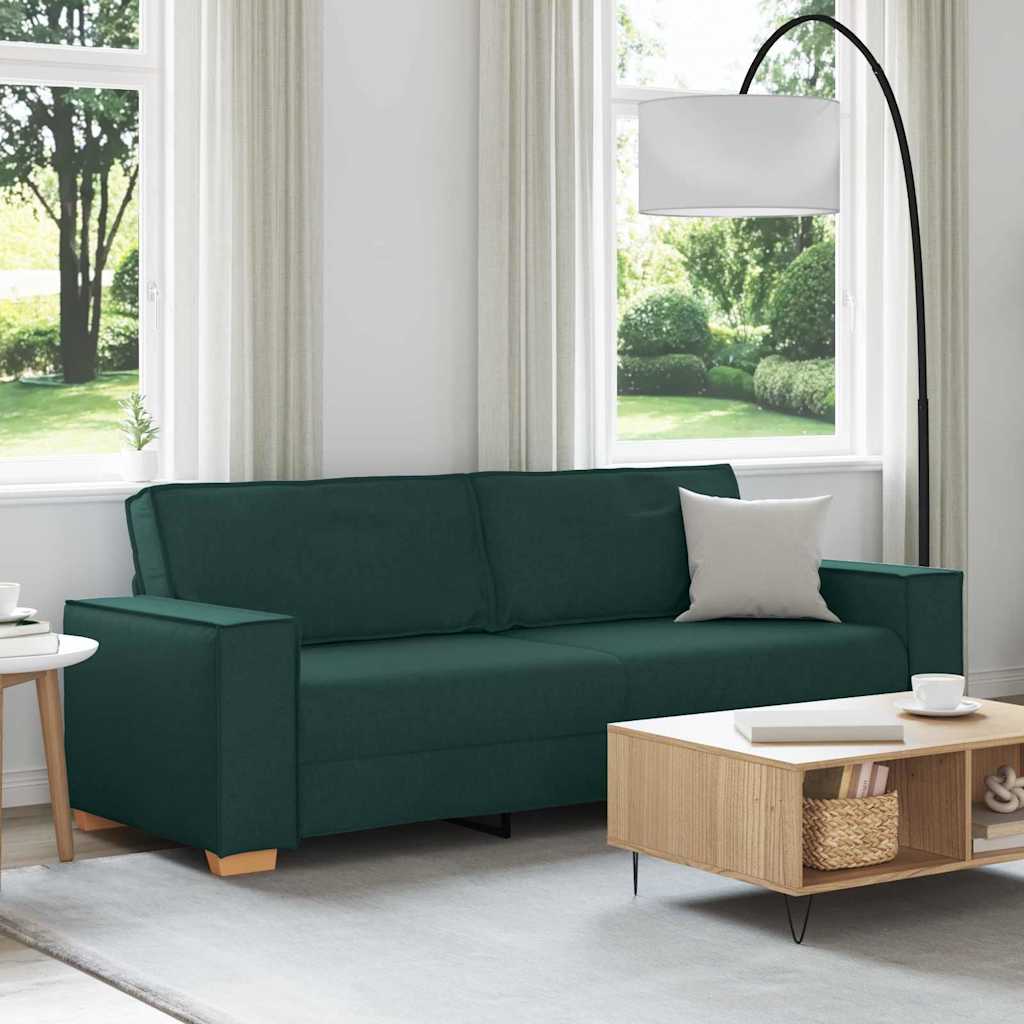 Sofa 3 places avec coussin Vert foncé 220 x 78 x 84 cm tissu