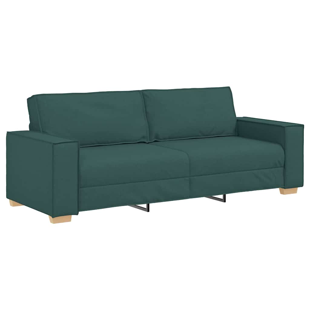 Sofa 3 places avec coussin Vert foncé 220 x 78 x 84 cm tissu