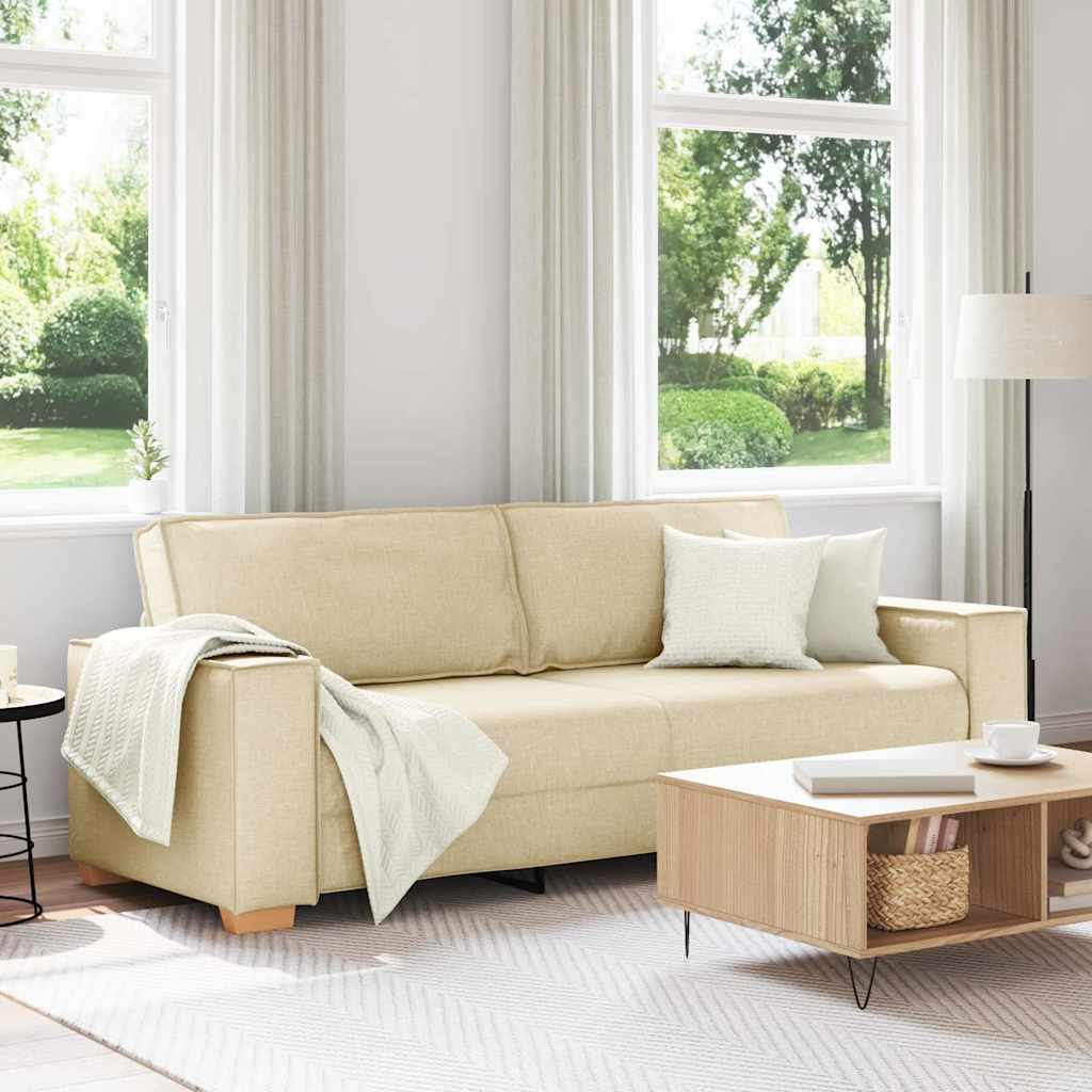 Sofa 3 places avec coussin Crème 220 x 78 x 84 cm tissu