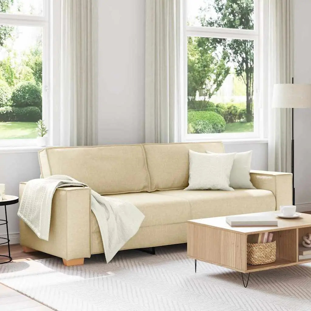 Sofa 3 places Crème 220 cm tissu - XIOS